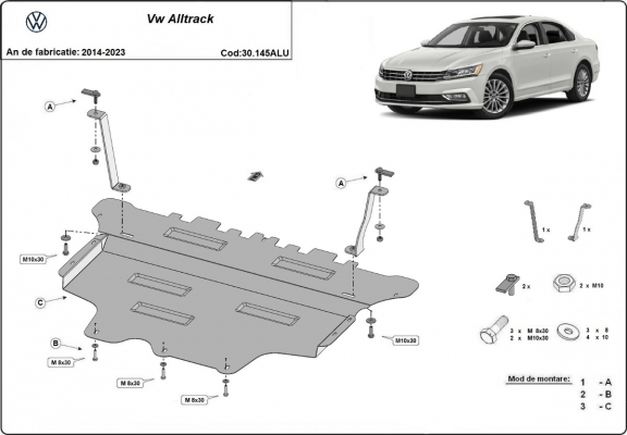 Aluminium Unterfahrschutz für Motor der Marke VW Passat Alltrack