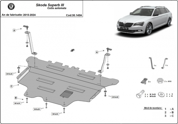 Unterfahrschutz für Motor der Marke Skoda Superb - Automatikgetriebe