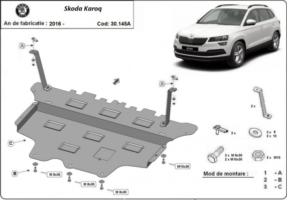 Unterfahrschutz für Motor der Marke Skoda Karoq - Automatikgetriebe