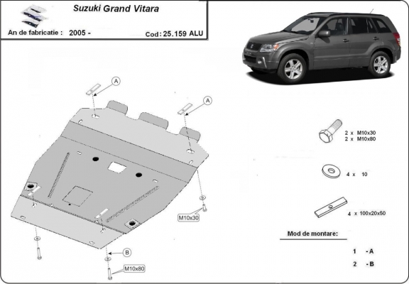Aluminium Unterfahrschutz für Motor für den Suzuki Grand Vitara 2