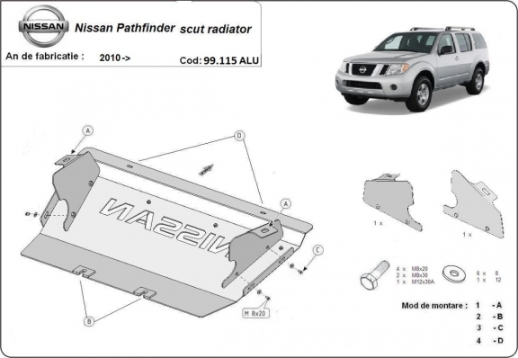 Unterer Aluminium-Kühlerschutz für den Nissan Pathfinder