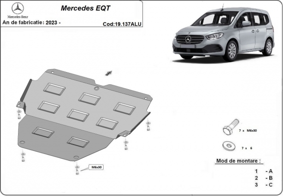 Aluminium Unterfahrschutz für Motor der Marke Mercedes EQT