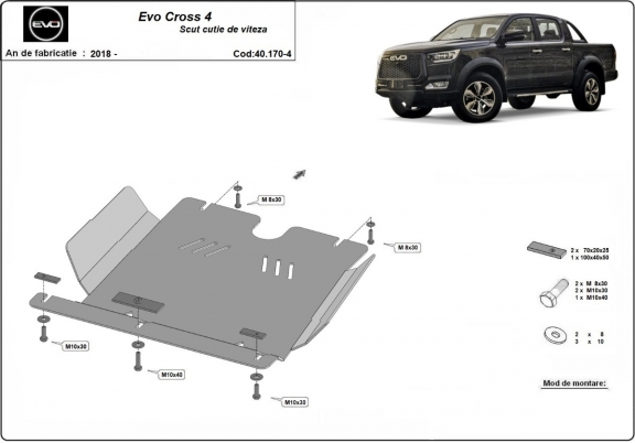 Stahl Getriebe Schutz für Evo Cross 4