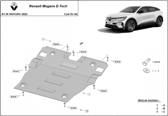 Unterfahrschutz für Motor der Marke Renault Megane E-Tech