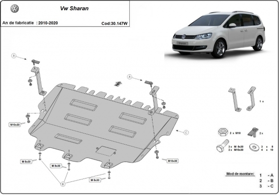 Unterfahrschutz für Motor der Marke Volkswagen Sharan - Webasto