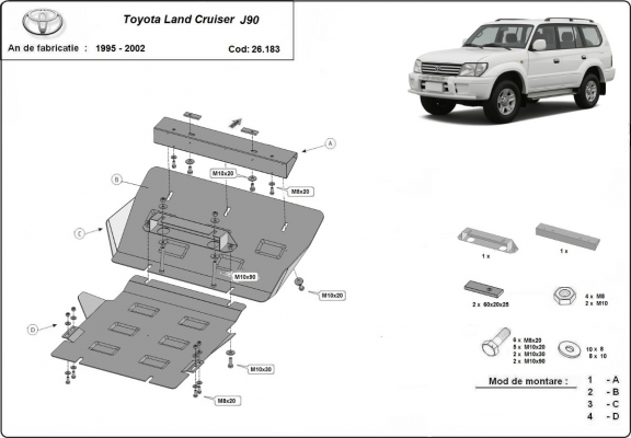 Unterfahrschutz für Motor der Marke Toyota Land Cruiser J90 / J95