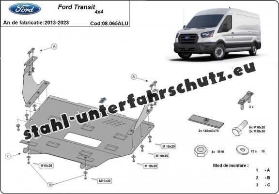 Aluminium Unterfahrschutz für Motor der Marke Ford Transit 4x4