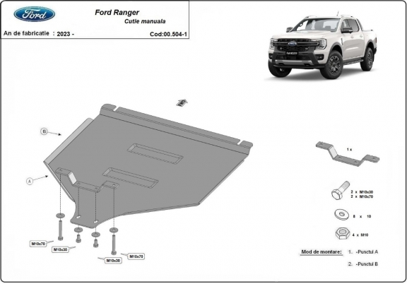 Unterfahrschutz für Schaltgetriebe aus Stahl für Ford Ranger