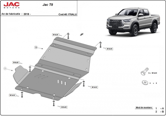 Aluminium Unterfahrschutz für Motor der Marke Jac T8