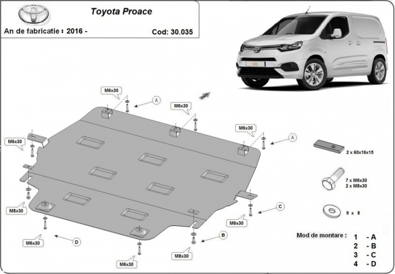 Unterfahrschutz für Motor der Marke Toyota Proace