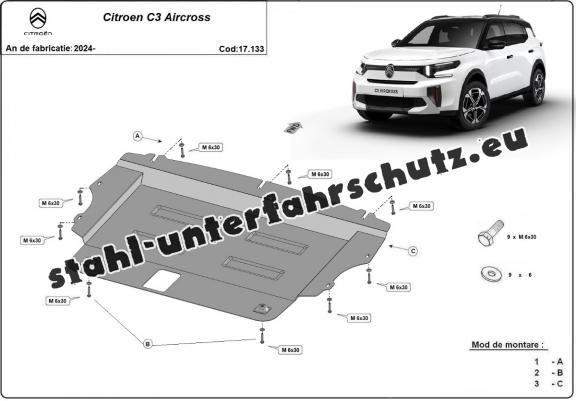 Unterfahrschutz für Motor und Getriebe aus Stahl für Citroen C3 Aircross