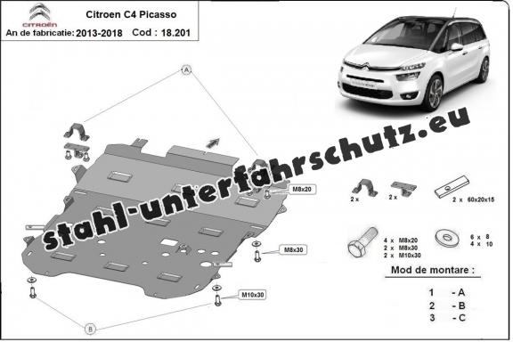 Unterfahrschutz für Motor der Marke Citroen C4 Picasso
