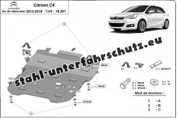 Unterfahrschutz für Motor der Marke Citroen c4