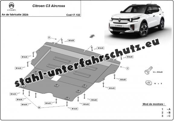 Unterfahrschutz für Motor und Getriebe aus Stahl für Citroen C3 Aircross