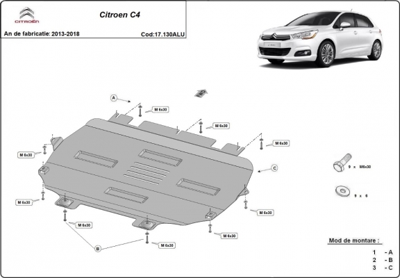 Aluminium  Unterfahrschutz Citroen C4 