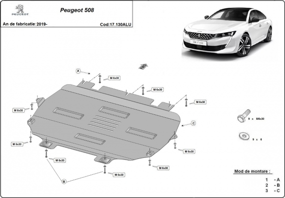 Aluminium  Unterfahrschutz Peugeot 508 