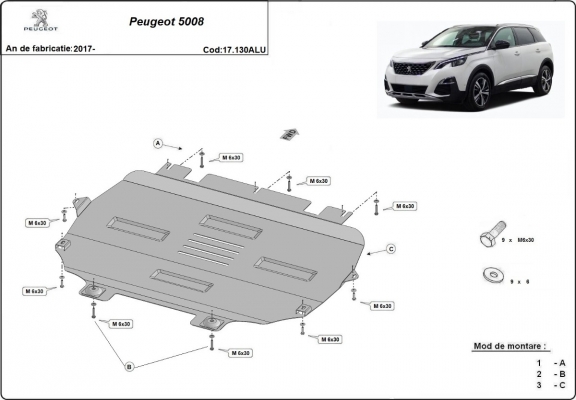 Aluminium  Unterfahrschutz Peugeot 5008 