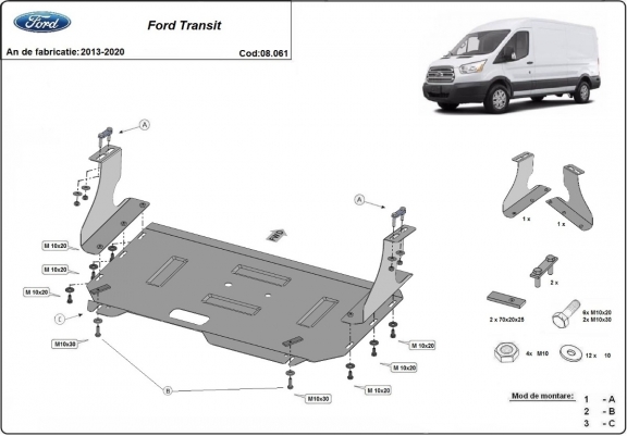 Unterfahrschutz für Motor der Marke Ford Transit  - FRONTANTRIEB