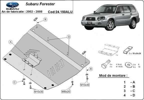 Aluminium Unterfahrschutz für Motor und Getriebe für den Subaru Forester 2