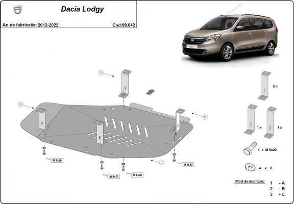 Stahschutz für Treibstofftank der Marke  Dacia Lodgy