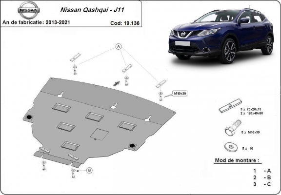 Unterfahrschutz für Motor der Nissan Qashqai J11