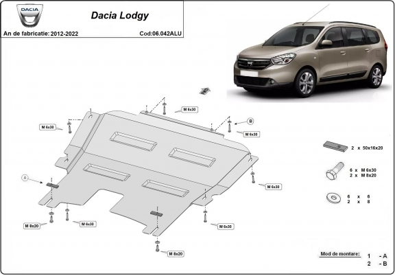 Aluminium Unterfahrschutz für Motor der Marke DACIA LODGY