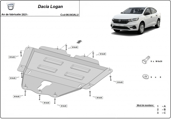 Aluminium Unterfahrschutz für Motor und Getriebe für den Dacia Logan