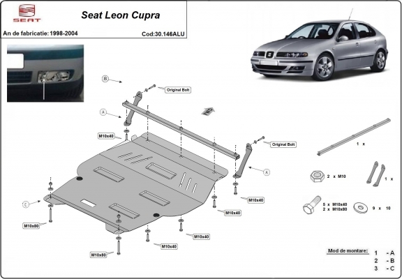 Aluminium Unterfahrschutz für Motor und Getriebe für den Seat Leon Cupra