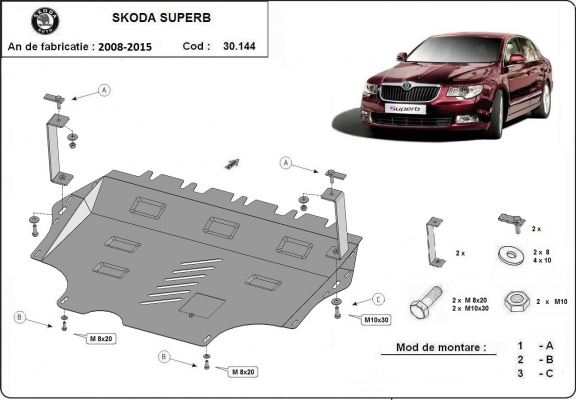 Unterfahrschutz für Motor der Marke Skoda Superb