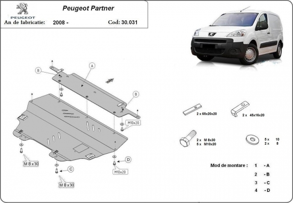 Unterfahrschutz für Motor der Marke Peugeot Partner