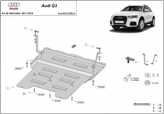 Aluminium Unterfahrschutz für Motor und Getriebe für den Audi Q3
