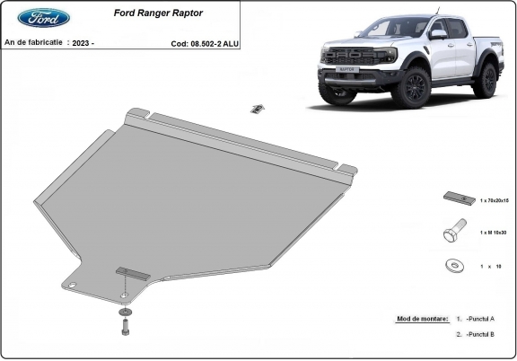 Aluminium Getriebe Schutz für  Ford Ranger Raptor