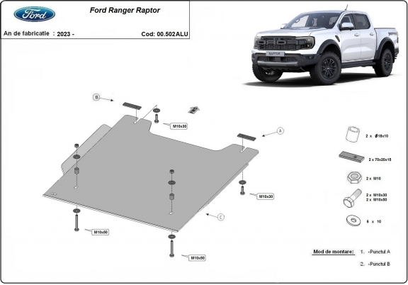 Aluminium Unterfahrschutz für Verteilergetriebe Ford Ranger Raptor
