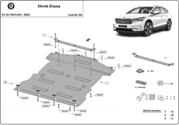 Unterfahrschutz für Motor der Marke Skoda Enyaq