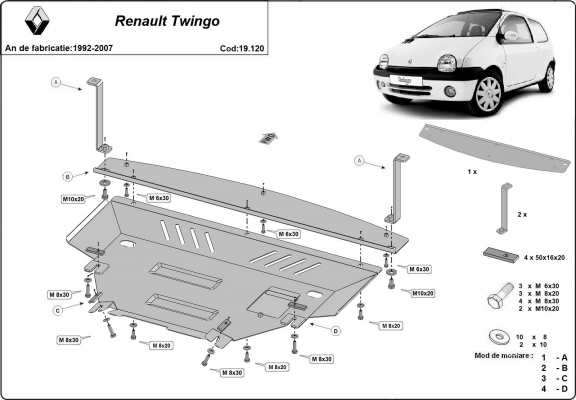 Unterfahrschutz für Motor der Marke Renault Twingo