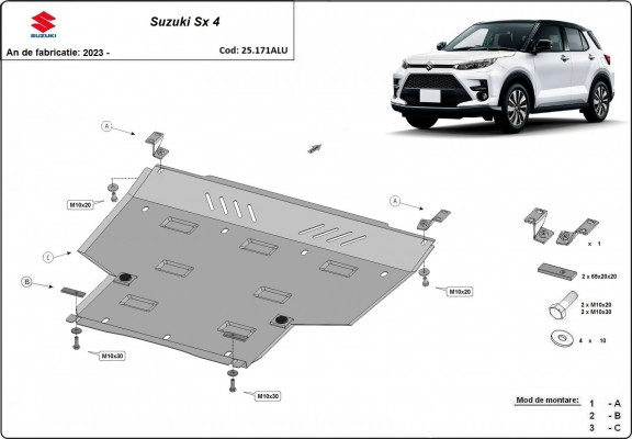 Unterfahrschutz für Motor der Marke Suzuki SX 4 - Aktionspaket Aluminium