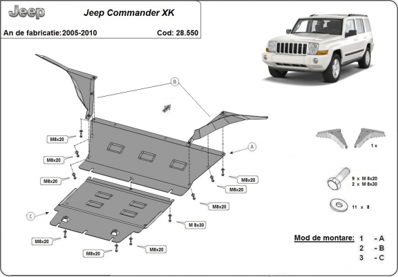 Unterfahrschutz für Motor der Marke Jeep Commander