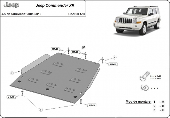 Getriebe schutz aus Stahl für Jeep Commander - JL