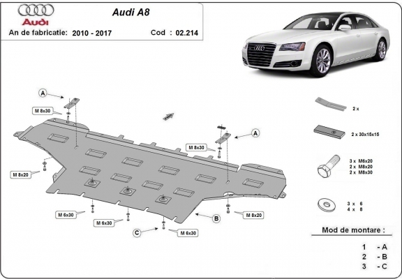 Unterfahrschutz für Motor der Marke Audi A8