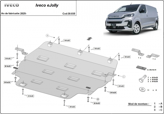 Unterfahrschutz für Motor der Marke Iveco eJolly
