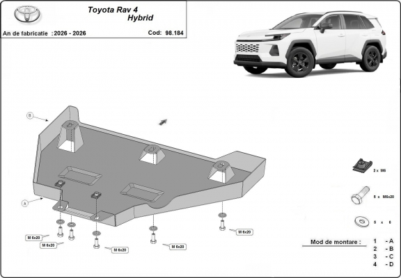 Stahl Differentialschutz für Toyota RAV 4 Hybrid