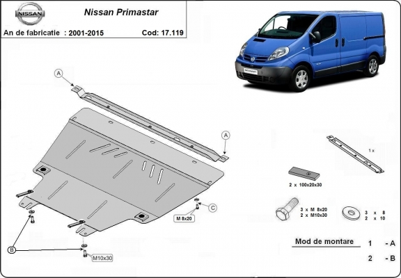 Unterfahrschutz für Motor der Marke Nissan Primastar