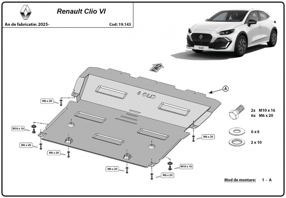 Unterfahrschutz für Motor der Marke Renault Clio 6