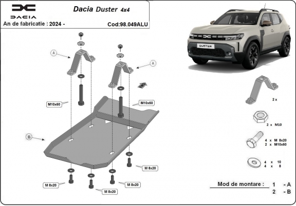 Aluminium Differentialschutz für Dacia Duster 4x4