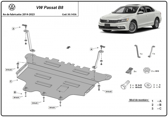 Unterfahrschutz für Motor der Marke VW Passat B8 