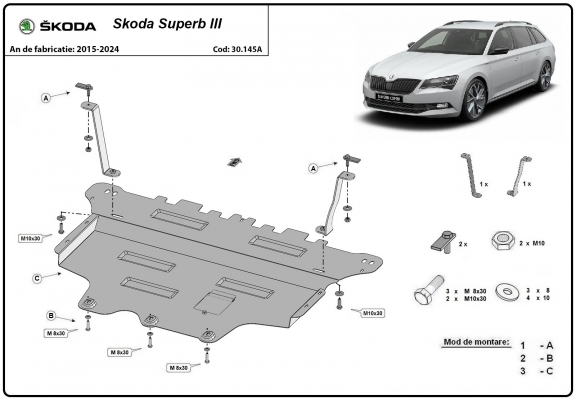 Unterfahrschutz für Motor der Marke Skoda Superb 