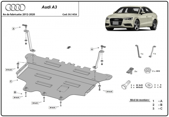 Unterfahrschutz für Motor der Marke Audi A3 (8V) 