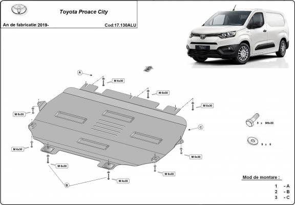 Aluminium  Unterfahrschutz Toyota Proace City 
