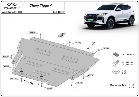 Unterfahrschutz für Motor der Chery Tiggo 4