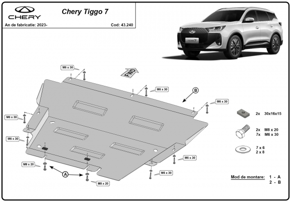 Unterfahrschutz für Motor der Chery Tiggo 7